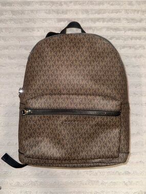 Michael Kors Brown MK Logo Backpack with Black Trim